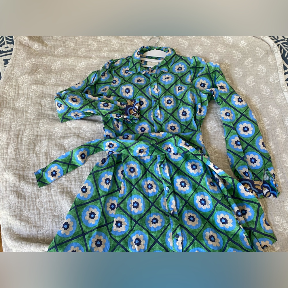 Sezane Blue and Green Floral Maxi Dress